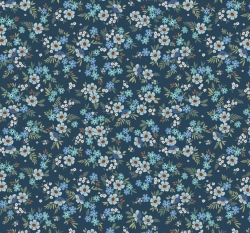 Úplet potisk kytičky na modré 