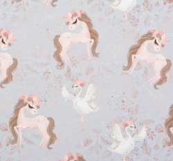 Teplákovina květinový poník s labutí