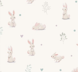 Úplet potisk králíci na ecru 