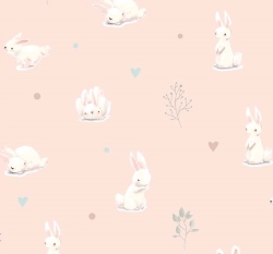 Úplet potisk králící na světle růžové 