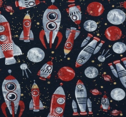 Teplákovina potisk vesmírné rakety na námořnické modré