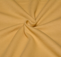 Bavlněný vaflový úplet jednobarevný žlutý hořčicový