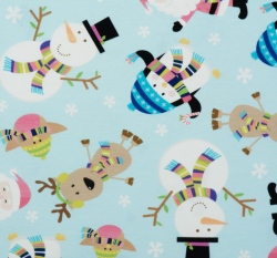 Úplet potisk sobík, sněhulák, tučňák a Santa na modré