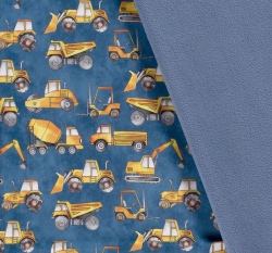 Softshell stavební vozidla na modré indigo 