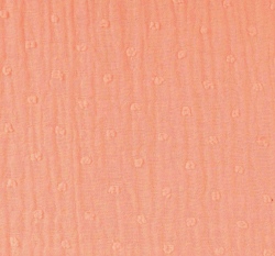 Dvojitá gázovina / mušelín jednobarevný s vyšívanými nopky lososový