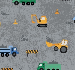 Teplákovina počesaná pracovní vozidla na šedé 