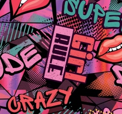 Teplákovina počesaná nápisy girls na fuchsiové 