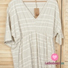 Bavlněná halenkovina s proužky růžová, mačkaný vzhled