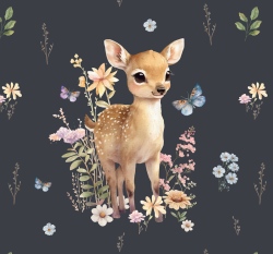 Panel koloušek mezi kvítky na antracitové