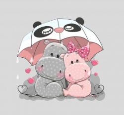 Panel zamilovaní hrošíci pod slunečníkem