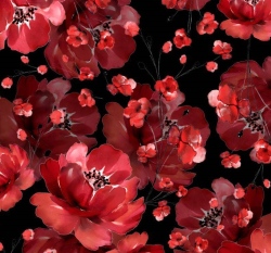 Teplákovina potisk vlčí mák na černé