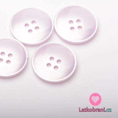 Knoflík kulatý, čtyřdírkový jemně růžový
