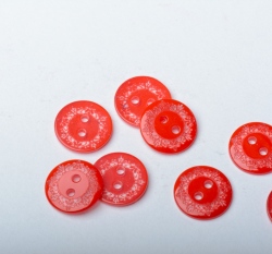 Knoflík kulatý, červený sněhová 