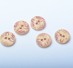 Knoflík kulatý, fialový s lístečky - střední