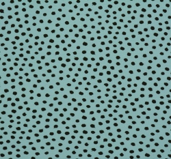 Úplet potisk nepravidelné černé puntíky na světle modré, BIO