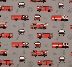 Úplet potisk hasičská auta na šedé