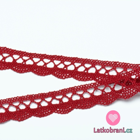 Krajka paličkovaná 18 mm červená