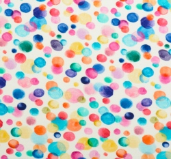 Teplákovina potisk barevné bubliny na zaprášené bílé