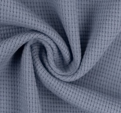 Bavlněný vaflový úplet jednobarevný jeansově modrý