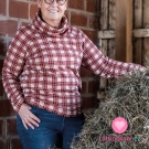 Teplákovina potisk káro na bordové