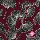 Viskóza potisk lístky ginko na bordové