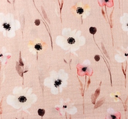 Dvojitá gázovina / mušelín mák na světle růžové 