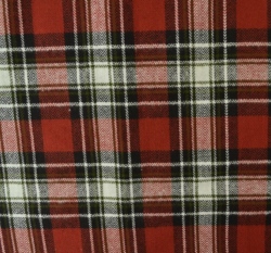 Bavlněný flanel červenobílá kostka se zeleným lemováním