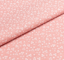 Bavlněné plátno drobné bílé kytičky na starorůžové 