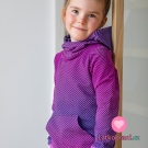 Teplákovina potisk drobný cik-cak fialovo - růžový, lehce počesaná