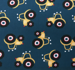 Úplet potisk žluté traktory na námořnicky modré