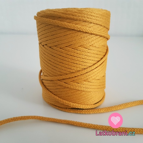 Šňůra oděvní kulatá  PES 4 mm žlutá jantarová