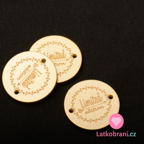 Štítek na oblečení "Limited edition" zlatý polyesterový