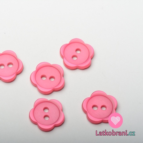 Knoflík dětský, kytička tmavá růžová - střední