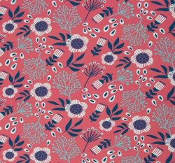 Úplet potisk boho květiny na červené