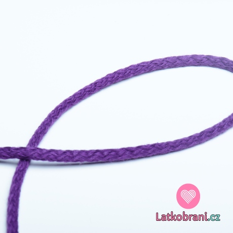 Šňůra kulatá oděvní bavlna 4 mm fialová