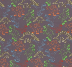 Softshell potisk barevní dinosauři na šedé