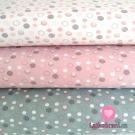 Úplet potisk jemné barevné puntíky na růžové