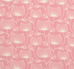Úplet potisk bílé obrysy květů na růžové