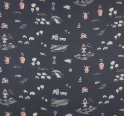 Bavlněný popelín farma na zaprášené námořnicky modré