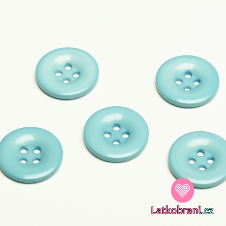 Knoflík hladký, lesklý světle modrý