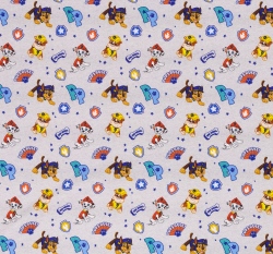 Teplákovina potisk Tlapková patrola na šedé, lehce počesaná