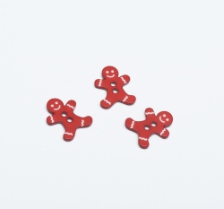 Knoflík vánoční perníček červený