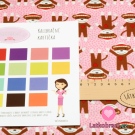 Bavlněné plátno opičky na růžovém puntíku