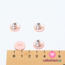 Knoflík kulatý, dětský zajíček na světle růžové