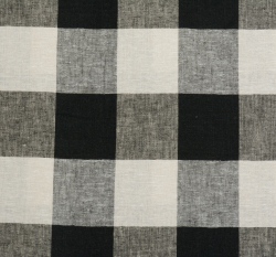 Len s příměsí viskózy potisk černobílá kostka