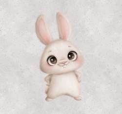 Panel roztomilý bílý králíček na šedé