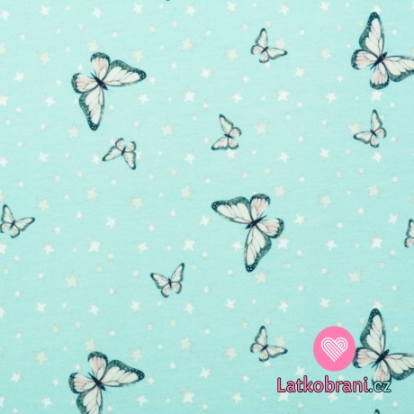 Úplet potisk motýlci na azurově modré
