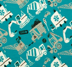 Úplet potisk stavební vozidla a sanitka na modré