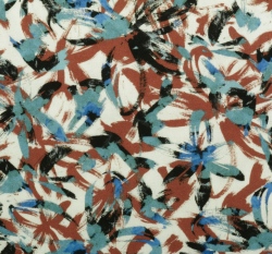 Viskóza potisk abstraktní květy na smetanové, hedvábný efekt