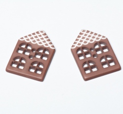 Knoflík ve tvaru domečku pudrový tmavší